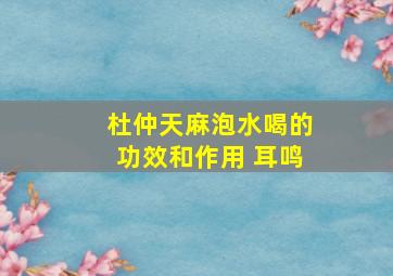 杜仲天麻泡水喝的功效和作用 耳鸣